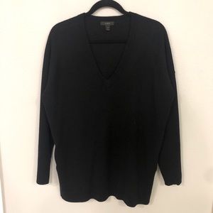 J Crew black v-neck sweater with pockets size M